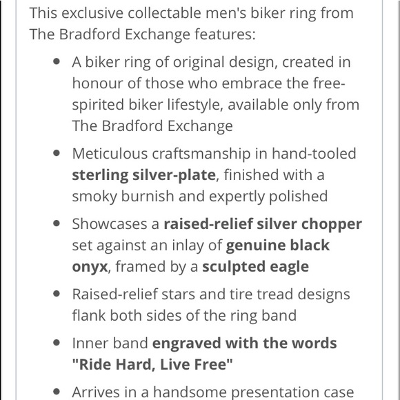 🏍 Silver & Onyx Motorcycle Ring - Picture 5 of 13